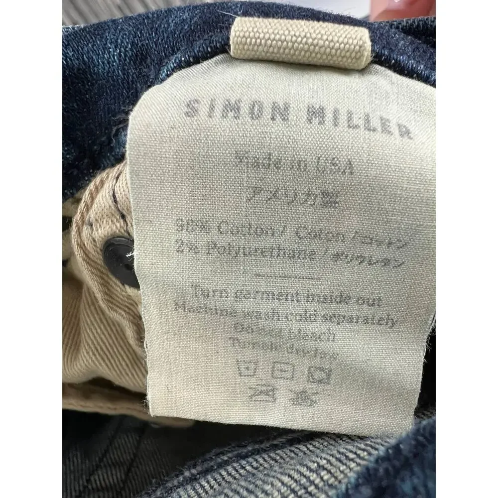 Simon Miller Blain Blue Cotton Blend Ankle Zip Women's Moto Skinny Jeans Size 30